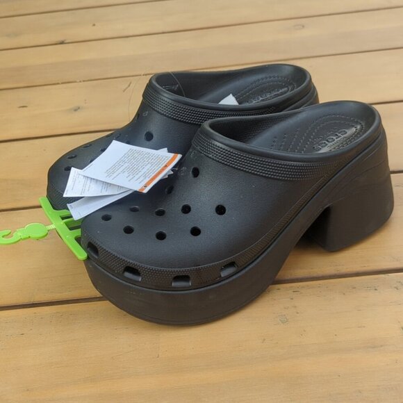 CROCS Unisex Mens 10 Women's 12 Black Siren Elevated Clogs - Size 12 NWT - Picture 4 of 7